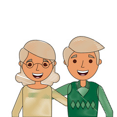 portrait of elderly couple embracing happy adorable vector illustration