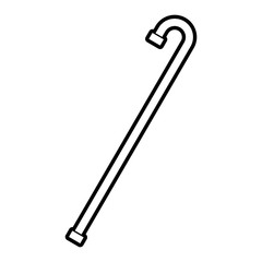 wooden cane stick help walk object vector illustration outline