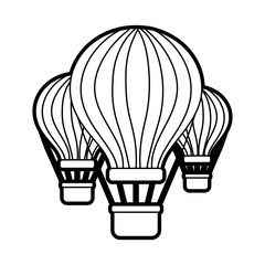three airballoons travel recreation tourism vector illustration outline