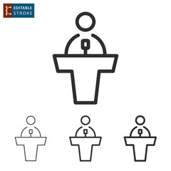 Conference - outline vector icon. Editable stroke.