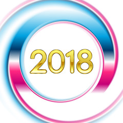 Blue pink ring New Year 2018 background