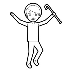 elderly woman grandmother character happy expression vector illustration outline