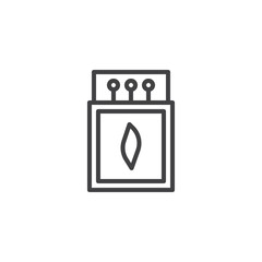 Matches and matchbox line icon, outline vector sign, linear style pictogram isolated on white. Symbol, logo illustration. Editable stroke