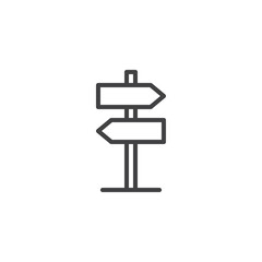 Signpost, pointer line icon, outline vector sign, linear style pictogram isolated on white. Direction road sign symbol, logo illustration. Editable stroke