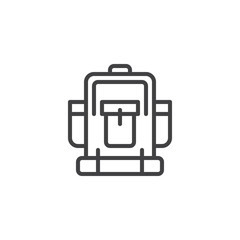 Camping backpack line icon, outline vector sign, linear style pictogram isolated on white. Symbol, logo illustration. Editable stroke