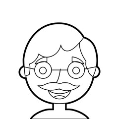 the face old man profile avatar of the grandfather vector illustration outline