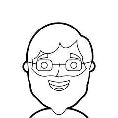 the face old man profile avatar of the grandfather vector illustration outline