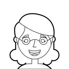 Obraz na płótnie Canvas old woman face lady grandma cartoon character vector illustration outline