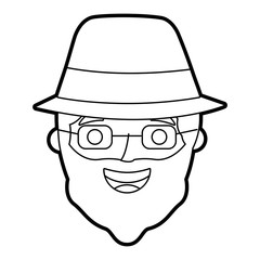 the face old man profile avatar of the grandfather vector illustration outline