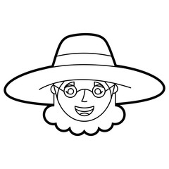 old woman face lady grandma cartoon character vector illustration outline