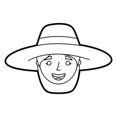 old woman face lady grandma cartoon character vector illustration outline
