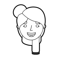 old woman face lady grandma cartoon character vector illustration outline