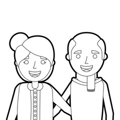 portrait of elderly couple embracing happy adorable vector illustration vector illustration outline
