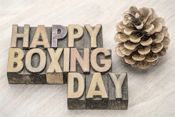 Happy Boxing Day word abstract in wood type