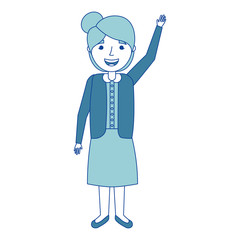 elderly woman grandmother character happy expression blue vector illustration