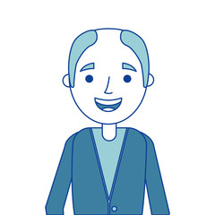 old man portrait of a pensioner grandfather character blue vector illustration