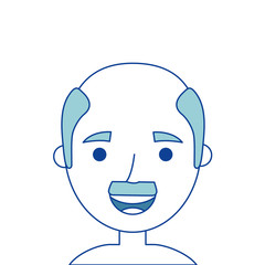 the face old man profile avatar of the grandfather blue vector illustration