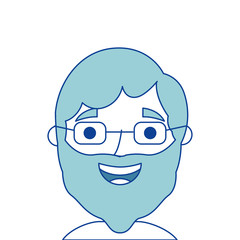 Obraz na płótnie Canvas the face old man profile avatar of the grandfather blue vector illustration