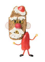 Funny Santa made as sandwich on white background