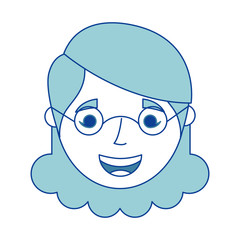 Obraz na płótnie Canvas old woman face happy lady grandma cartoon blue vector illustration