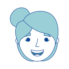 Obraz na płótnie Canvas old woman face happy lady grandma cartoon blue vector illustration