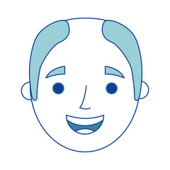 the face old man profile avatar of the grandfather blue vector illustration
