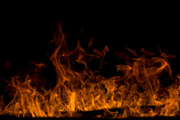 Fireplace Flames on Black Background