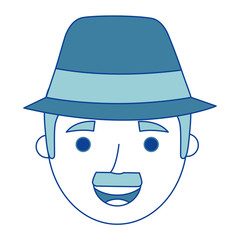 the face old man profile avatar of the grandfather blue vector illustration