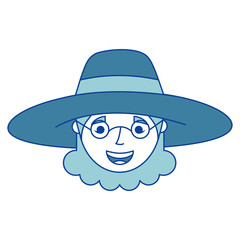 old woman face happy lady grandma cartoon blue vector illustration