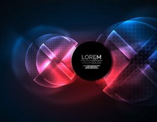 Circular glowing neon shapes, techno background