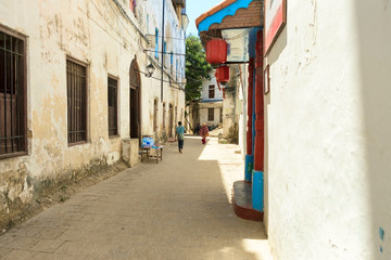 Fototapeta na wymiar Old street in the Stone Town, Tanzania, Zanzibar
