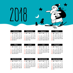 The new year 2018 calendar with Santa Claus.