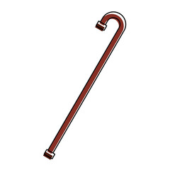 wooden cane stick help walk object vector illustration