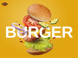 Jumping Burger ads - obrazy, fototapety, plakaty