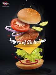 Jumping Burger ads - obrazy, fototapety, plakaty