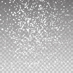 Falling Christmas snow fall isolated on transparent background. Pattern snowflake.
