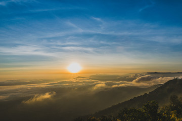 beautiful colorful sky & mountain sunrise at Phurua