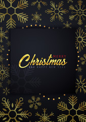Fototapeta na wymiar Marry Christmas and Happy New Year poster and banner on dark background. Vector illustration.