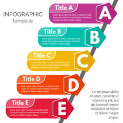 Five steps infographic design elements. Step by step infographic design template. Vector illustration

