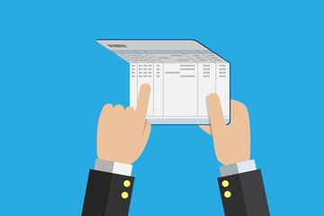 business hand holding account passbook, financial and business concept