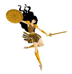 greek mythology amazon warrior with sword and shield