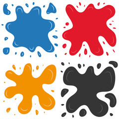 Set of four multi color splashes on a white background. Vector illustration
