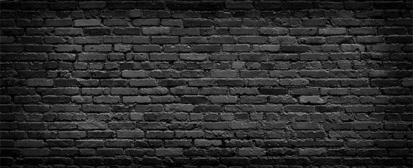 Black brick Wall panorama.