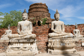 Buddha statue in Ayutthaya historical province park,Thailand. worship of Thailand