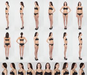 Woman model snapshots full collage studio shot