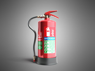 Dry power Fire extinguisher 3d render on grey background