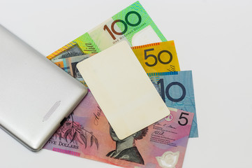 australian dollar isolated on white.business concept