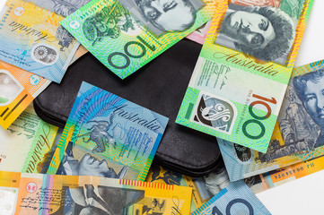 australian dollar isolated on white.business concept