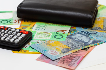 australian dollar isolated on white.business concept