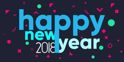 Merry Christmas and Happy New Year 2018 typography background